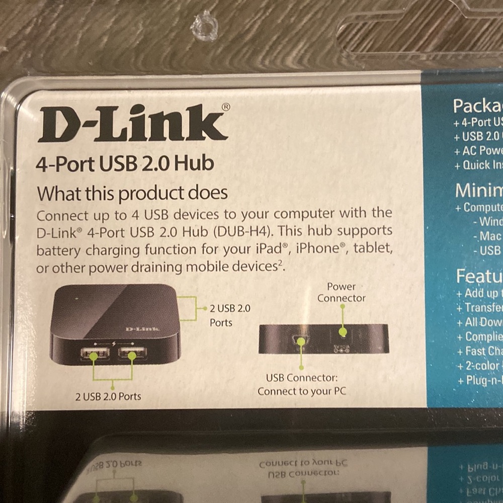 NWOT D-Link USB 2.0 Hub Black - Picture 8 of 9